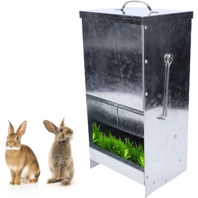 MOXIE Mangeoire Automatique Pour Lapins En Cage, Grande Mangeoire En Métal Galvanisé Avec Couvercle, Distributeur De Nourriture D'Extérieur Pour Lapins, Poules, Cochons D'Inde Et Autres Petits Animaux - Publicité MOXIE Mangeoire Automatique Pour Lapins En Cage, Grande Mangeoire En Métal Galvanisé Avec Couvercle, Distributeur De Nourriture D'Extérieur Pour Lapins, Poules, Cochons D'Inde Et Autres Petits Animaux - Publicité