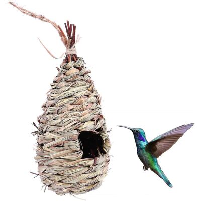 LISATR Nid D'Oiseau En Herbe Tressée À La Main, Nichoir À Colibris Pour Moineaux, À Suspendre À L'Extérieur. Publicité LISATR Nid D'Oiseau En Herbe Tressée À La Main, Nichoir À Colibris Pour Moineaux, À Suspendre À L'Extérieur. Publicité