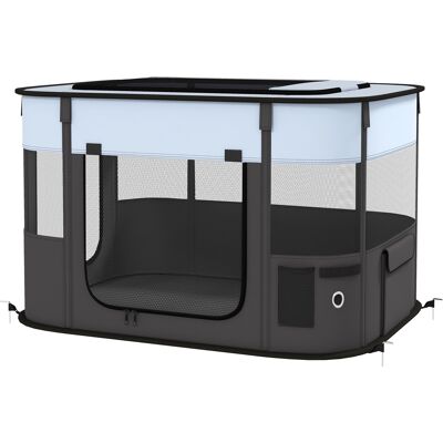 HEAT Parc Pliable Pour Chiens, Chats Et Petits Animaux, En Tissu Oxford Avec Espace De Rangement, 84 X 64 X 53 Cm, Gris Et Noir - Publicité HEAT Parc Pliable Pour Chiens, Chats Et Petits Animaux, En Tissu Oxford Avec Espace De Rangement, 84 X 64 X 53 Cm, Gris Et Noir - Publicité