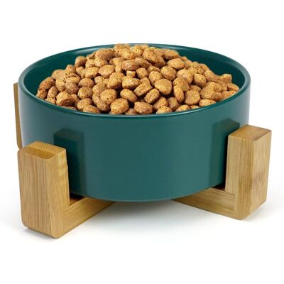 MOXIE Gamelle Chat Céramique Aime Ecuelle Antidérapant Bol Avec Support En Bambou Pour Chien Et Chat 400ml, Vert - Publicité MOXIE Gamelle Chat Céramique Aime Ecuelle Antidérapant Bol Avec Support En Bambou Pour Chien Et Chat 400ml, Vert - Publicité