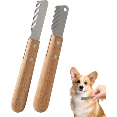 GRASSLIN 2 Pièces Peigne, Acier Inoxydable, Bois, Ergonomique, Chien, Chat, Lapin - Publicité GRASSLIN 2 Pièces Peigne, Acier Inoxydable, Bois, Ergonomique, Chien, Chat, Lapin - Publicité