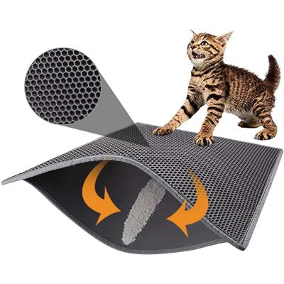 SANS MARQUE Tapis Litière Chat Bac À Litière Pour Chats, Imperméable Non Toxique Eva,double Couche En Nid D'Abeille Design (76x61cm, Gris) - Publicité SANS MARQUE Tapis Litière Chat Bac À Litière Pour Chats, Imperméable Non Toxique Eva,double Couche En Nid D'Abeille Design (76x61cm, Gris) - Publicité