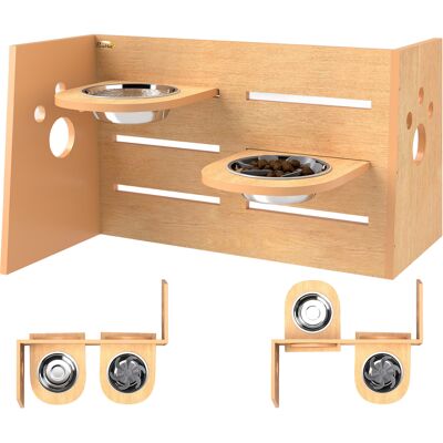TORMATOR Gamelle Chien Surélevée De 3 Hauteurs Ajustables Gamelle Pour Chien 2 Bols Acier Inoxydable 63 X 58,5 X 40 Cm Chêne - Publicité TORMATOR Gamelle Chien Surélevée De 3 Hauteurs Ajustables Gamelle Pour Chien 2 Bols Acier Inoxydable 63 X 58,5 X 40 Cm Chêne - Publicité