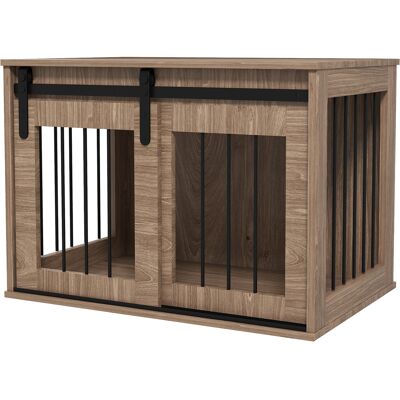 HEAT Cage D'Intérieur Pour Chien Avec Porte Coulissante, En Métal Aspect Bois, Dimensions 57h X 80l X 54p Cm - Publicité HEAT Cage D'Intérieur Pour Chien Avec Porte Coulissante, En Métal Aspect Bois, Dimensions 57h X 80l X 54p Cm - Publicité