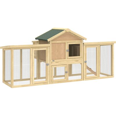 ARRIGONI Poulailler Clapier Modèle Chalet Multi-équipé : Rampes, Nichoirs, Plateau, En Bois Massif 204 X 85 X 93 Cm Bois Naturel - Publicité ARRIGONI Poulailler Clapier Modèle Chalet Multi-équipé : Rampes, Nichoirs, Plateau, En Bois Massif 204 X 85 X 93 Cm Bois Naturel - Publicité