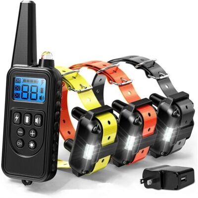 SCORPIO 800 Mètre Collier De Dressage Pour Chien, Collier Imperméable À L'Eau De Chien D'Entraînement À Distance Avec 99 Niveaux De Chocs Et Vibrations Et La Lumière De Led, Rechargeable (3 Récepteur) - Publicité SCORPIO 800 Mètre Collier De Dressage Pour Chien, Collier Imperméable À L'Eau De Chien D'Entraînement À Distance Avec 99 Niveaux De Chocs Et Vibrations Et La Lumière De Led, Rechargeable (3 Récepteur) - Publicité