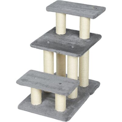 HEAT Escalier Réglable À 3 Marches Pour Animaux, Échelle Pour Chat Et Chien, Griffoir En Sisal Et Balle, 52 X 34,5 X 54 Cm, Gris - Publicité HEAT Escalier Réglable À 3 Marches Pour Animaux, Échelle Pour Chat Et Chien, Griffoir En Sisal Et Balle, 52 X 34,5 X 54 Cm, Gris - Publicité