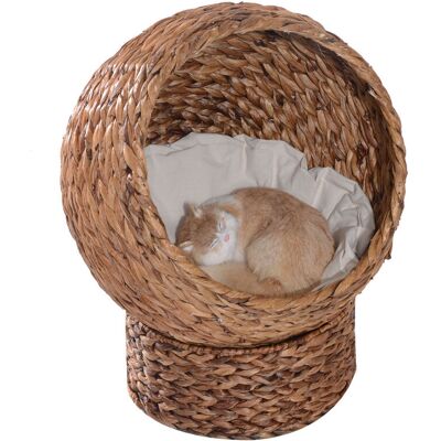 ARRIGONI Panier Niche Pour Chat En Rotin Avec Coussin Marron - Publicité ARRIGONI Panier Niche Pour Chat En Rotin Avec Coussin Marron - Publicité