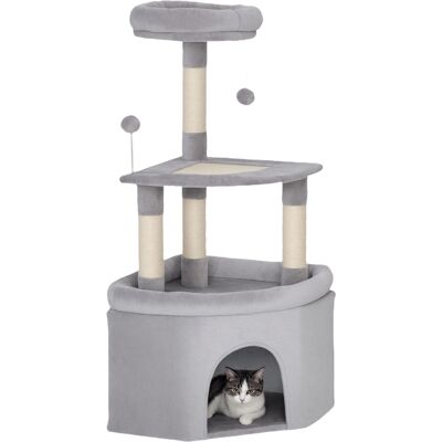 WINS Arbre À Chat Avec Griffoir Sisal, Plateforme, Niche Et Jouets Inclus - 49x49x114cm, Gris Clair Pour Chats Actifs - Publicité WINS Arbre À Chat Avec Griffoir Sisal, Plateforme, Niche Et Jouets Inclus - 49x49x114cm, Gris Clair Pour Chats Actifs - Publicité