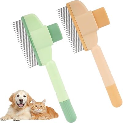 GRASSLIN 2 Brosse Chat, Peigne Chien, Acier Inoxydable, Autonettoyant, Anti-puces, Pour Animaux Domestiques - Publicité GRASSLIN 2 Brosse Chat, Peigne Chien, Acier Inoxydable, Autonettoyant, Anti-puces, Pour Animaux Domestiques - Publicité