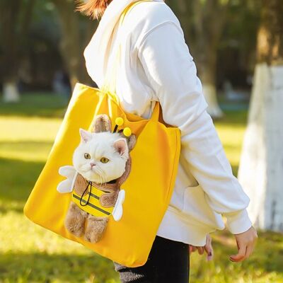 Cellfast Sac De Transport Pour Animaux À Bandoulière Et Poignée Motif Abeille Adapté Aux Petits Chiens Et Chats Couleurs Jaune Taille L - Publicité Cellfast Sac De Transport Pour Animaux À Bandoulière Et Poignée Motif Abeille Adapté Aux Petits Chiens Et Chats Couleurs Jaune Taille L - Publicité