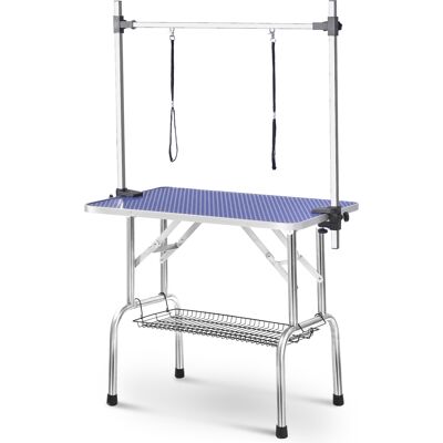 ACKERMAN Table De Bain Professionnelle Pour Animaux De Compagnie Pliable, Table De Tonte De Poils D'Animaux Adaptée Pour Un Usage Domestique Avec Support Réglable, Robuste Et Portable, Antidérapant, Bleu 11761 - Publicité ACKERMAN Table De Bain Professionnelle Pour Animaux De Compagnie Pliable, Table De Tonte De Poils D'Animaux Adaptée Pour Un Usage Domestique Avec Support Réglable, Robuste Et Portable, Antidérapant, Bleu 11761 - Publicité