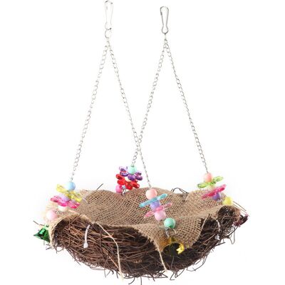 PELTOR Jeffergarden Nid D'Oiseau En Rotin, Jouet Suspendu Avec Cloches, Balanoire, Perchoir Debout, Cage À Jouets, Hamac (s) - Publicité PELTOR Jeffergarden Nid D'Oiseau En Rotin, Jouet Suspendu Avec Cloches, Balanoire, Perchoir Debout, Cage À Jouets, Hamac (s) - Publicité