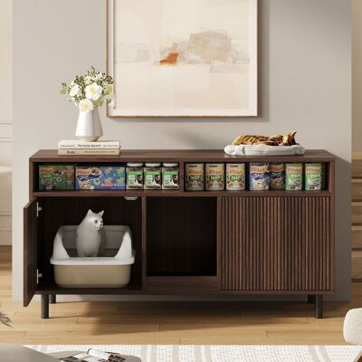 OEM Armoire Pour Litière Chat – Meuble Fermé Avec Tapis Anti-poussière, Étagère Intégrée Et Rangement Pour Accessoires, Design Élégant Noyer, Dimensions 120 X 50 X 66 Cm, Sans Bac À Litière - Publicité OEM Armoire Pour Litière Chat – Meuble Fermé Avec Tapis Anti-poussière, Étagère Intégrée Et Rangement Pour Accessoires, Design Élégant Noyer, Dimensions 120 X 50 X 66 Cm, Sans Bac À Litière - Publicité