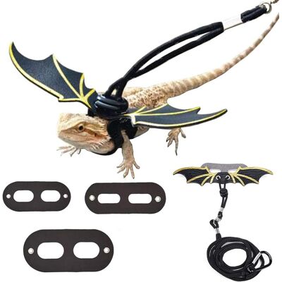 ALVIOR Harnais Pour Lézard - Longe Réglable En Cuir Avec Ailes Décoratives - Pour Barbus Et Petits Animaux - Lot De 3 Tailles S M L - Publicité ALVIOR Harnais Pour Lézard - Longe Réglable En Cuir Avec Ailes Décoratives - Pour Barbus Et Petits Animaux - Lot De 3 Tailles S M L - Publicité