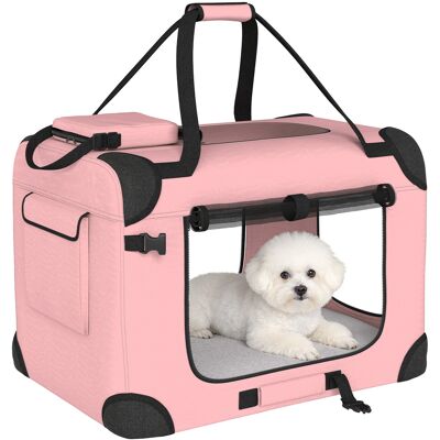 MIDUODUO Transporteur Pliant Chiens 60x41,5x41 Cm Fenêtres Treillis Coussin Doux 2 Poignées Mini-chiens/chats, Rose - Publicité MIDUODUO Transporteur Pliant Chiens 60x41,5x41 Cm Fenêtres Treillis Coussin Doux 2 Poignées Mini-chiens/chats, Rose - Publicité