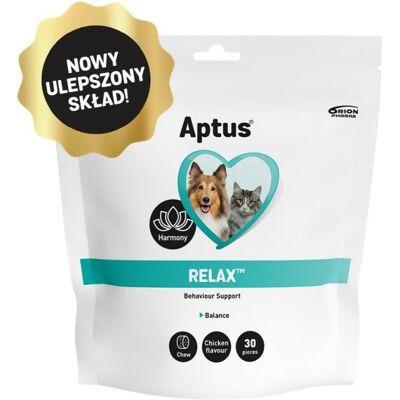 Aptus Relax - Complément pour animaux - Favorise la gestion du stress chez chiens et chats - Publicité Aptus Relax - Complément pour animaux - Favorise la gestion du stress chez chiens et chats - Publicité