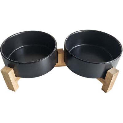 BRINSEA Support Double Pour Gamelles 2x400ml En Céramique Pour Chats Et Chiens, Noir - Publicité BRINSEA Support Double Pour Gamelles 2x400ml En Céramique Pour Chats Et Chiens, Noir - Publicité