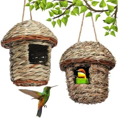OEM Ensemble De 2 Nids D'Oiseaux Tissés À La Main Pour Petits Oiseaux, Idéal Pour Les Colibris Et Les Mésanges, Nichoir D'Extérieur - Publicité OEM Ensemble De 2 Nids D'Oiseaux Tissés À La Main Pour Petits Oiseaux, Idéal Pour Les Colibris Et Les Mésanges, Nichoir D'Extérieur - Publicité