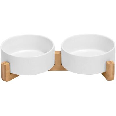 MOXIE Aougo – Gamelle Double En Céramique Pour Chat Et Chien – Support En Bambou Antidérapant – 400ml – Design Moderne Et Hygiénique - Publicité MOXIE Aougo – Gamelle Double En Céramique Pour Chat Et Chien – Support En Bambou Antidérapant – 400ml – Design Moderne Et Hygiénique - Publicité