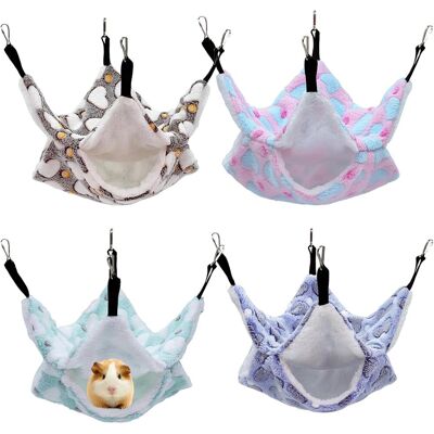 BALTERLEY 4 Pcs Hamac Double Couche Pour Petits Animaux De Compagnie - Suspendus Pour Furet, Hamster, Rat, Écureuil, Chinchilla, Cochon D'Inde - Publicité BALTERLEY 4 Pcs Hamac Double Couche Pour Petits Animaux De Compagnie - Suspendus Pour Furet, Hamster, Rat, Écureuil, Chinchilla, Cochon D'Inde - Publicité