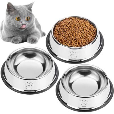 MOXIE 3pcs Gamelle Chat, Gamelles En Acier Inoxydable Pour Chat Et Chien Gamelle Fournitures Pour Animaux (fond: 15cm. Bouche Du Bol: 11 Cm) - Publicité MOXIE 3pcs Gamelle Chat, Gamelles En Acier Inoxydable Pour Chat Et Chien Gamelle Fournitures Pour Animaux (fond: 15cm. Bouche Du Bol: 11 Cm) - Publicité