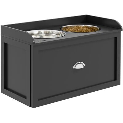 NO BRAND Station De Repas Surélevée Pour Grands Chiens, 2 Gamelles En Acier Inoxydable 2 L, Tiroir De Rangement, Noir Et Argent 60x30x36 Cm - Publicité NO BRAND Station De Repas Surélevée Pour Grands Chiens, 2 Gamelles En Acier Inoxydable 2 L, Tiroir De Rangement, Noir Et Argent 60x30x36 Cm - Publicité