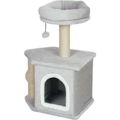 HEAT Arbre À Chat, Tour De Jeu Avec Griffoir, Panier Et Maison Pour Chat, 42 X 30 X 66 Cm, Gris Clair - Publicité HEAT Arbre À Chat, Tour De Jeu Avec Griffoir, Panier Et Maison Pour Chat, 42 X 30 X 66 Cm, Gris Clair - Publicité