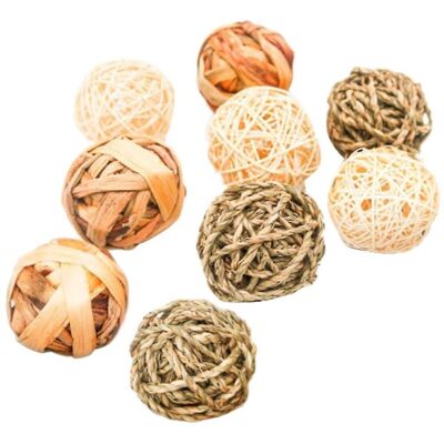LISATR Lot De 9 Petites Boules De Rotin Faites Main Pour Animaux De Compagnie, Boules Tissées Pour Ronger Les Dents - Publicité LISATR Lot De 9 Petites Boules De Rotin Faites Main Pour Animaux De Compagnie, Boules Tissées Pour Ronger Les Dents - Publicité