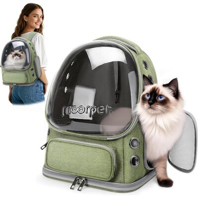 RYTTGOP 1 - Sac À Dos Chat - Transporteur Pliable - Fenêtre À Bulles Respirante - Pour Voyages Et Camping - Vert Forêt - 34x27x42cm - Publicité RYTTGOP 1 - Sac À Dos Chat - Transporteur Pliable - Fenêtre À Bulles Respirante - Pour Voyages Et Camping - Vert Forêt - 34x27x42cm - Publicité