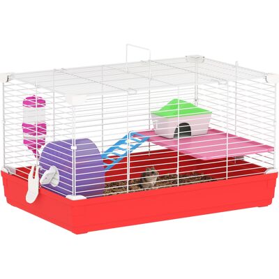 ARRIGONI Cage Hamster, Cage Rongeur À 2 Niveaux, Base Amovible Nettoyage Facile, Cabane, Roue D'Exercice, 47 X 30 X 27 Cm, Blanc - Publicité ARRIGONI Cage Hamster, Cage Rongeur À 2 Niveaux, Base Amovible Nettoyage Facile, Cabane, Roue D'Exercice, 47 X 30 X 27 Cm, Blanc - Publicité