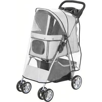 HEAT Chariot Pliable Pour Animaux De Compagnie, Caisse De Transport Pliable Pour Chien/chat Avec Porte-gobelet Et Panier De Rangement, 75 X 45 X 97 Cm, Gris - Publicité HEAT Chariot Pliable Pour Animaux De Compagnie, Caisse De Transport Pliable Pour Chien/chat Avec Porte-gobelet Et Panier De Rangement, 75 X 45 X 97 Cm, Gris - Publicité