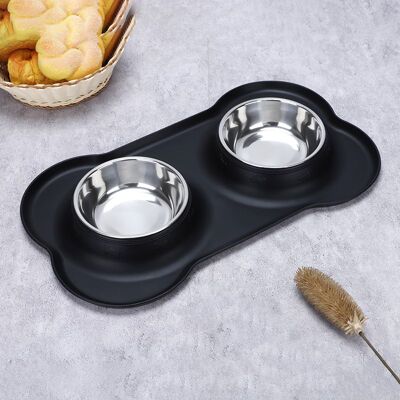 Vision Gamelles Pour Chiens De Compagnie, 2 Gamelles En Acier Inoxydable Avec Tapis Antidérapant En Silicone Anti-fuite Pour Nourrir Les Petits Chiens, Chats Et Chiots (noir) - Publicité Vision Gamelles Pour Chiens De Compagnie, 2 Gamelles En Acier Inoxydable Avec Tapis Antidérapant En Silicone Anti-fuite Pour Nourrir Les Petits Chiens, Chats Et Chiots (noir) - Publicité
