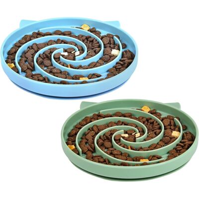 GRASSLIN Lot De 2 Gamelle Chat, Silicone Anti-glouton, Design Spiral, Anti-dérapante, Pour Chaton Et Petit Chien - Publicité GRASSLIN Lot De 2 Gamelle Chat, Silicone Anti-glouton, Design Spiral, Anti-dérapante, Pour Chaton Et Petit Chien - Publicité
