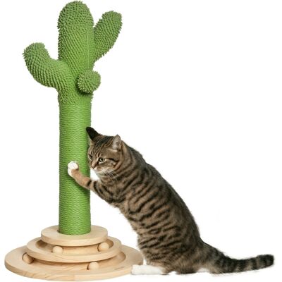 ARRIGONI Arbre À Chat Griffoir Forme De Cactus En Sisal Naturel Pompon Suspendu Et Plateforme De Jeu Boules Ø 32 X 60 Cm Vert - Publicité ARRIGONI Arbre À Chat Griffoir Forme De Cactus En Sisal Naturel Pompon Suspendu Et Plateforme De Jeu Boules Ø 32 X 60 Cm Vert - Publicité