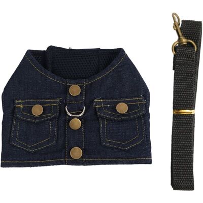 PELTOR Jeffergarden Harnais En Jean Doux Pour Chien - Gilet Confortable Et Respirant Avec Laisse En Nylon - Taille L - Bleu Foncé - Publicité PELTOR Jeffergarden Harnais En Jean Doux Pour Chien - Gilet Confortable Et Respirant Avec Laisse En Nylon - Taille L - Bleu Foncé - Publicité