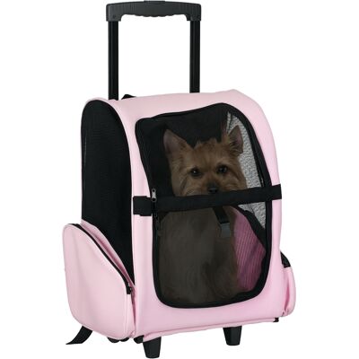 DEVOKO Transporteur 2-en-1 Pour Chien Chat Poches Latérales Poignée Télescopique Roues 42x25x55cm Rose - Publicité DEVOKO Transporteur 2-en-1 Pour Chien Chat Poches Latérales Poignée Télescopique Roues 42x25x55cm Rose - Publicité