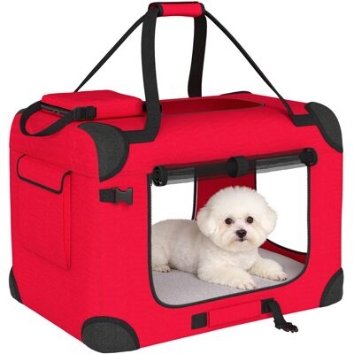 MIDUODUO Transporteur Pliable Chiens 60x41,5x41 Cm Fenêtres Maille Coussin Doux 2 Poignées Mini-chiens/chats, Rouge - Publicité MIDUODUO Transporteur Pliable Chiens 60x41,5x41 Cm Fenêtres Maille Coussin Doux 2 Poignées Mini-chiens/chats, Rouge - Publicité