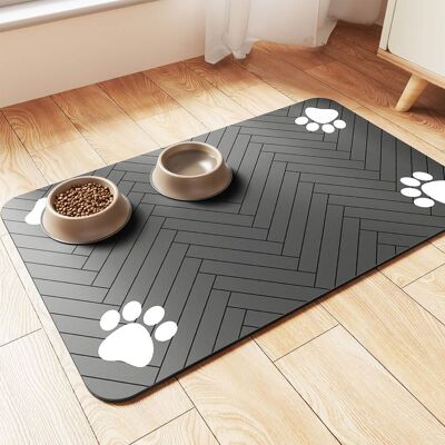 Vision Tapis D'Alimentation Pour Animaux De Compagnie - Set De Table Absorbant Pour Gamelles De Nourriture Et D'Eau, Séchage Rapide Pour Chiens Et Chats (50 X 30 Cm, Rayé Gris Foncé) - Publicité Vision Tapis D'Alimentation Pour Animaux De Compagnie - Set De Table Absorbant Pour Gamelles De Nourriture Et D'Eau, Séchage Rapide Pour Chiens Et Chats (50 X 30 Cm, Rayé Gris Foncé) - Publicité