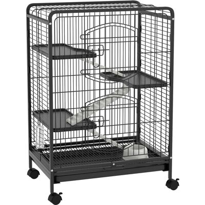HEAT Cage À Roulettes Pour Rongeurs, Petite Cage Avec 3 Rampes, 3 Plateformes, Un Bac Et Un Biberon, Bac De Fond Amovible, Pour Lapins, Visons Et Chinchillas, Acier, Pp, 61,5 X 44 X 95 Cm, Noire - Publicité HEAT Cage À Roulettes Pour Rongeurs, Petite Cage Avec 3 Rampes, 3 Plateformes, Un Bac Et Un Biberon, Bac De Fond Amovible, Pour Lapins, Visons Et Chinchillas, Acier, Pp, 61,5 X 44 X 95 Cm, Noire - Publicité
