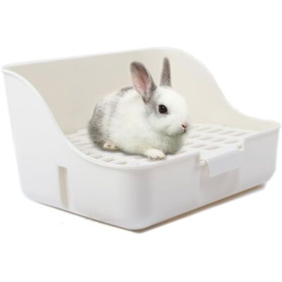 OEM Bac À Litière Lapin Facile Nettoyer Pour Apprendre À Utiliser La Toilette, Pour Petits Animaux/cochons D'Inde/furets, Blanc - Publicité OEM Bac À Litière Lapin Facile Nettoyer Pour Apprendre À Utiliser La Toilette, Pour Petits Animaux/cochons D'Inde/furets, Blanc - Publicité