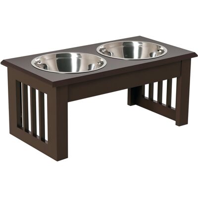 DEVOKO Gamelle Surélevée Couleur Espresso 2 Bols Inox 900ml, Station Alimentaire Pour Petit Chien Et Chat - Publicité DEVOKO Gamelle Surélevée Couleur Espresso 2 Bols Inox 900ml, Station Alimentaire Pour Petit Chien Et Chat - Publicité