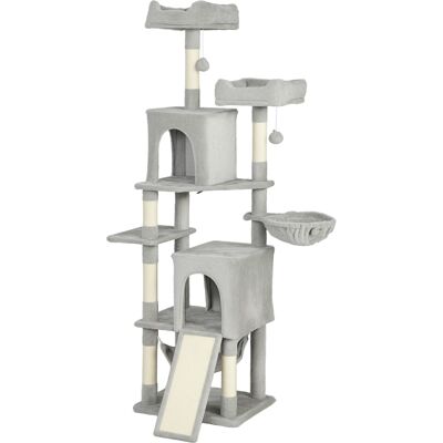 HEAT Arbre À Chat, Tour De Jeu Pour Chats, 3 Plateformes, 2 Niches, 2 Espaces De Détente, 2 Hamacs, 1 Échelle, Hauteur 177 Cm, Gris Clair - Publicité HEAT Arbre À Chat, Tour De Jeu Pour Chats, 3 Plateformes, 2 Niches, 2 Espaces De Détente, 2 Hamacs, 1 Échelle, Hauteur 177 Cm, Gris Clair - Publicité