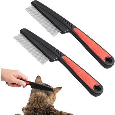 SANS MARQUE 2 Pièces Peigne Anti Poux Pour Chats Et Chiens, Anti Puces Chat Et Peigne Chien En Acier Inoxydable, Peigne À Dents Fines Et Rondes Pour Éliminer Les Puces, Lentes Et Noeuds - Publicité SANS MARQUE 2 Pièces Peigne Anti Poux Pour Chats Et Chiens, Anti Puces Chat Et Peigne Chien En Acier Inoxydable, Peigne À Dents Fines Et Rondes Pour Éliminer Les Puces, Lentes Et Noeuds - Publicité