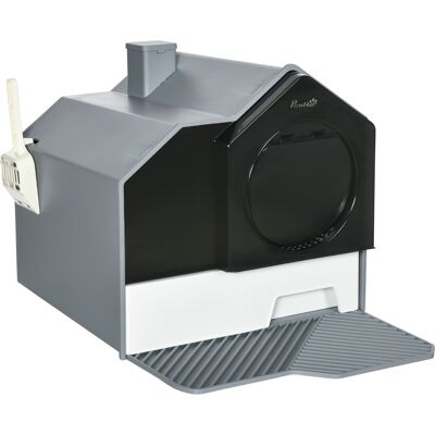 MIDUODUO Bac Litière Fermée Chats Pelle Plateau Amovible Filtre Désodorisant, 47x45x42 Cm, Gris - Publicité MIDUODUO Bac Litière Fermée Chats Pelle Plateau Amovible Filtre Désodorisant, 47x45x42 Cm, Gris - Publicité