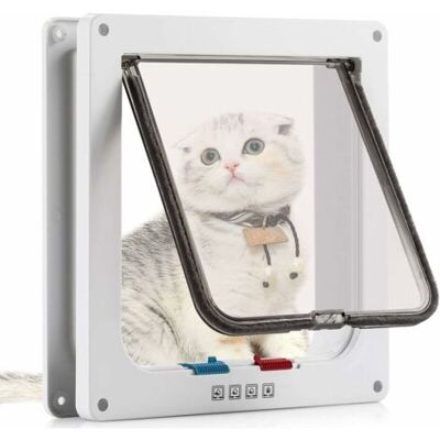 ABYSSE Chatière Pour Chat Avec Magnétique À 4 Voies, Porte Pour Animaux De Compagnie Pour Chats Et Petits Chiens, Porte Pour Chat Avec Tunnel (m-19.7x19x5.5 Cm, Blanc) - Publicité ABYSSE Chatière Pour Chat Avec Magnétique À 4 Voies, Porte Pour Animaux De Compagnie Pour Chats Et Petits Chiens, Porte Pour Chat Avec Tunnel (m-19.7x19x5.5 Cm, Blanc) - Publicité