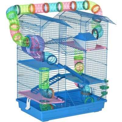 ARRIGONI Cage Pour Hamster Souris Petit Animaux Rongeur Avec Tunnel Mangeoire Roue Jouet 47 X 30 X 59 Cm Bleu - Publicité ARRIGONI Cage Pour Hamster Souris Petit Animaux Rongeur Avec Tunnel Mangeoire Roue Jouet 47 X 30 X 59 Cm Bleu - Publicité