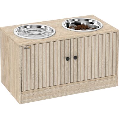 ACIRIHO Gamelles Pour Chiens Surélevées Porte-gamelles Avec Rangement De 40l, 2 Bols En Acier Inoxydable 60 X 30 X 35,5 Cm Chêne - Publicité ACIRIHO Gamelles Pour Chiens Surélevées Porte-gamelles Avec Rangement De 40l, 2 Bols En Acier Inoxydable 60 X 30 X 35,5 Cm Chêne - Publicité