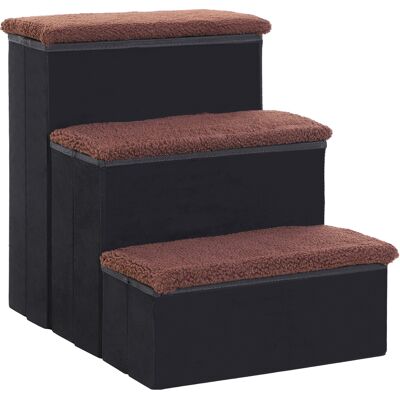 ARRIGONI Pawhut Escalier Pour Chien Animaux Pliable Rampe 3 Marches Polaire Amovible Coffre Interne Rangement Dim. 51l X 40l X 50h Cm Mdf Polaire Marron Noir - Publicité ARRIGONI Pawhut Escalier Pour Chien Animaux Pliable Rampe 3 Marches Polaire Amovible Coffre Interne Rangement Dim. 51l X 40l X 50h Cm Mdf Polaire Marron Noir - Publicité