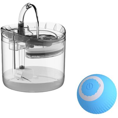 HERUSI Distributeur D'Eau Pour Chat À Induction Usb Intelligent + Jouet Pour Chat Bleu : Balle Roulante Intelligente À Gravité - Publicité HERUSI Distributeur D'Eau Pour Chat À Induction Usb Intelligent + Jouet Pour Chat Bleu : Balle Roulante Intelligente À Gravité - Publicité